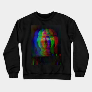 Dramabite Glitch art colourful rainbow woman portrait Crewneck Sweatshirt